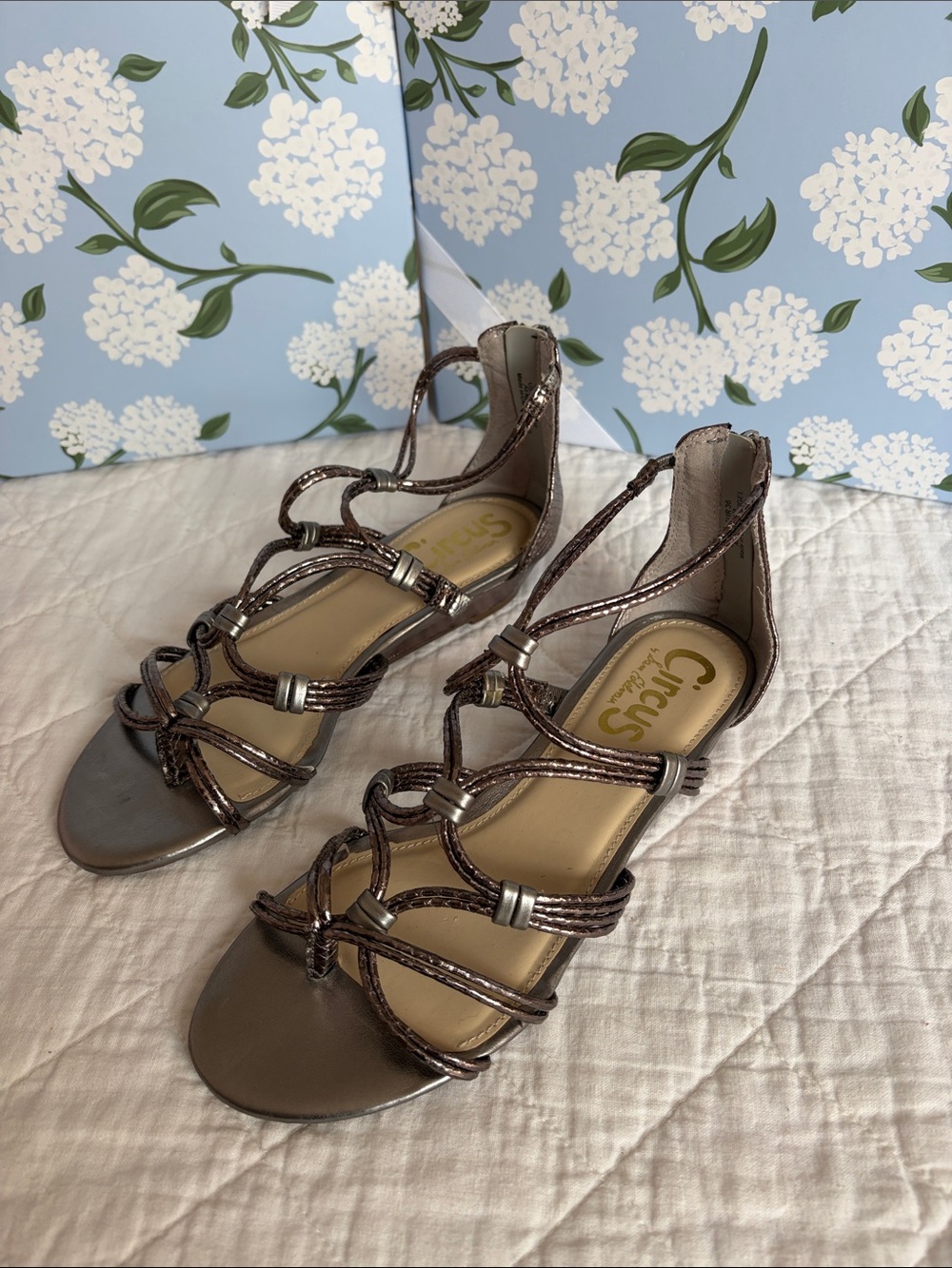 Circus by Sam Edelman Bronze Metallic Strappy Heels